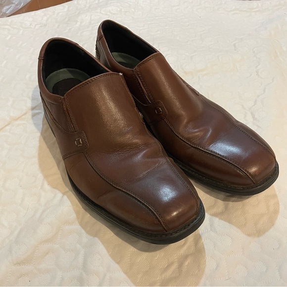 Clarks Shoes Extralight Loafer Mens 12 Casual Brown Leather Slip On Shoe 16501 - Picture 1 of 9